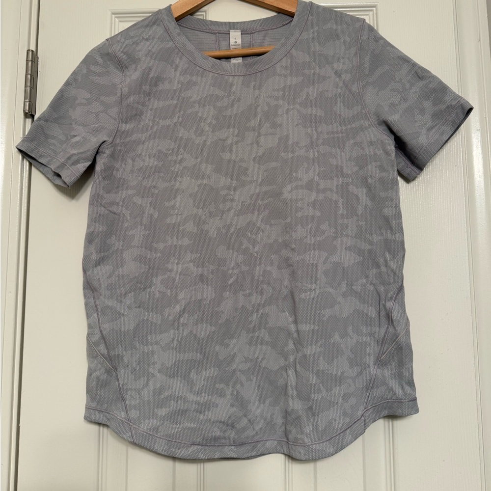Lululemon Long Distance Short Sleeve Incognito Camo SSL Silver Drop Alpine White - Picture 3 of 8